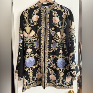 Embroidered Floral Black Blazer